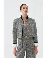 Nocturne Women's Gold Button Detailed Crop Jacket