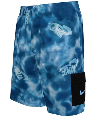 Nike Big Boys 7" Water Tie Dye with Cargo Pocket Volley Swim Shorts