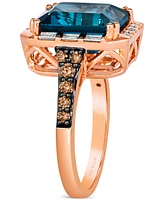 Le Vian London Blue Topaz (6 ct. t.w.) & Diamond (5/8 ct. t.w.) Statement Ring in 14k Rose Gold