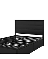 Streamdale Furniture Metal Full Size Storage Platform Bed With Twin Size Trundle And 2 Drawers