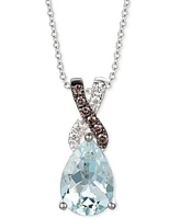 Le Vian Aquamarine (1-1/2 ct. t.w.) & Diamond (1/10 ct. t.w.) 18" Pendant Necklace in 14k White Gold