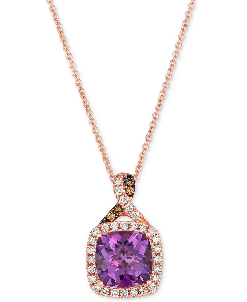 Le Vian Amethyst (2 ct. t.w.) & Diamond (1/4 ct. t.w.) 19" Pendant Necklace in 14k Rose Gold