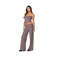 Edikted Womens Lilah Striped Fold Over Pants