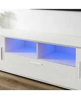 Streamdale Furniture Modern Tv Stand, Only 20 Minutes To Finish Assemble, With Led Lights, High Glossy Front