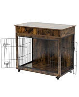 Streamdale Furniture Sturdy and Stylish Industrial Dog Crate with Storage Drawer