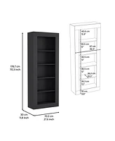 Poros Bookcase with Vertical Design and 5 Storage Shelves, Black