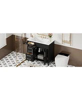 Streamdale Furniture Modern 36" Bathroom Vanity with Glossy Resin Basin and Ample Storage