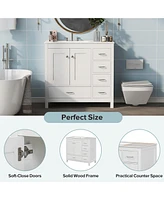 Streamdale Furniture 36" White Bathroom Vanity with Premium Ceramic Sink