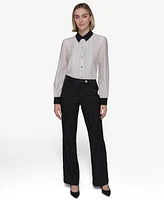 Karl Lagerfeld Paris Women's Patterned Wide-Leg Pants