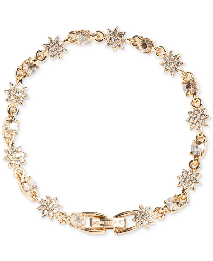 Marchesa Gold-Tone Crystal Star Cluster & Stone Alternating Link Bracelet