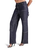 Steve Madden Women's Ashyla Cotton High Rise Barrel Leg Jeans