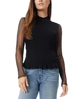 Sam Edelman Women's Aubree Pleated-Sleeve Mixed-Media Sweater