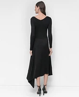 Dkny Women's Asymmetrical Long-Sleeve Midi Dress