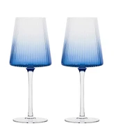 Anton Studio Designs Empire Blue Wine Glasses, Set of 2