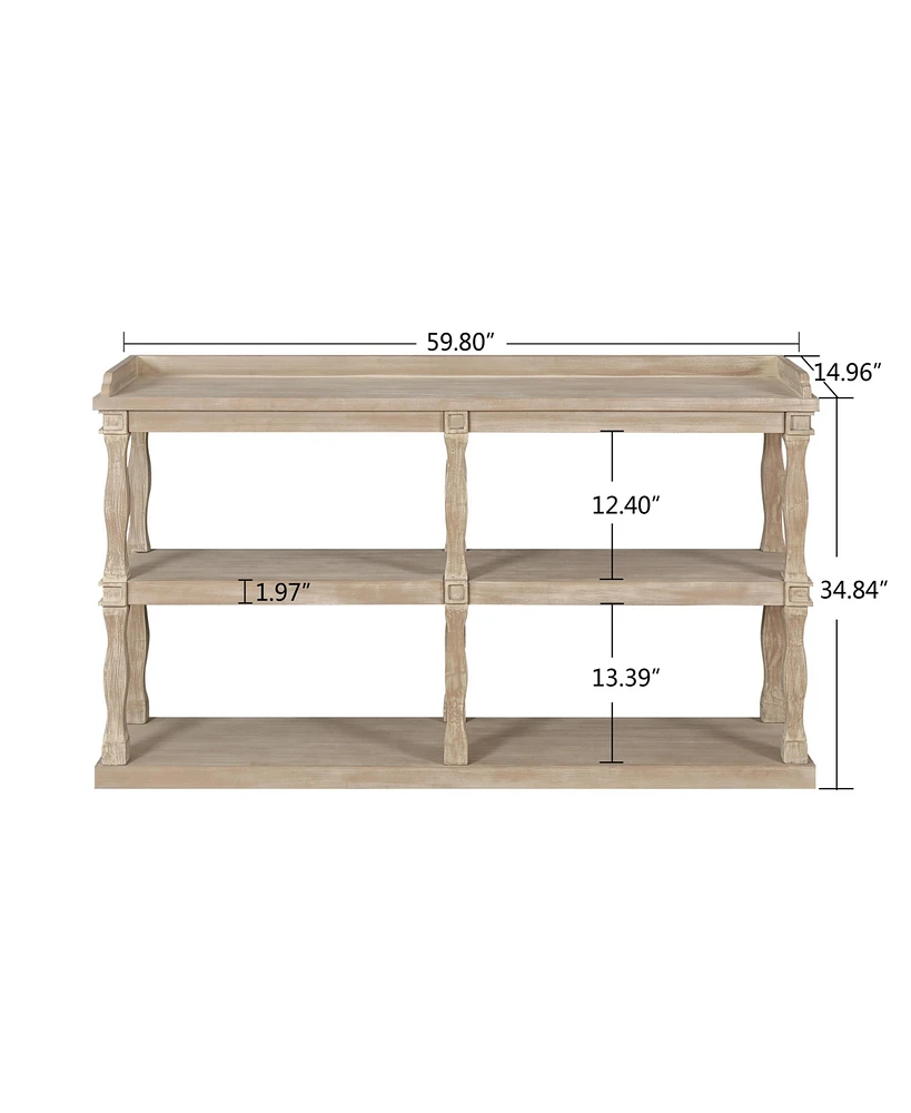Streamdale Furniture Elegant 3-Tier Console Table with Ample Storage and Artistic Design
