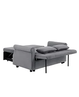 Streamdale Furniture 55" Modern Shiny Velvet Convertible Loveseat Sleeper Sofa Couch with 2 Lumbar Pillows