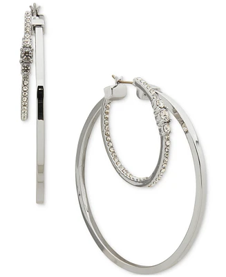 Karl Lagerfeld Paris Crystal Split Medium Hoop Earrings, 1.8"