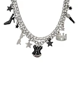 Betsey Johnson Faux Stone Midnight Magic Corset Charm Bib Necklace