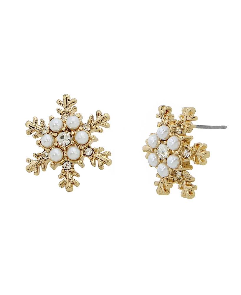 Betsey Johnson Faux Stone Snowflake Stud Earrings