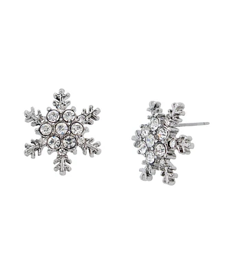 Betsey Johnson Faux Stone Snowflake Stone Stud Earrings