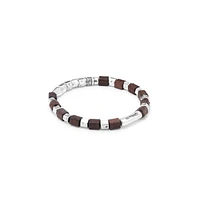 UNOde50 Sterling Silver Olive Wood Beads Bracelet