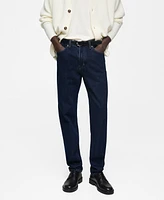 Mango Men's Dark-Wash Straight-Fit Jeans