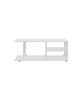 Depot E-Shop Sudley Entertainment Center with 4 Shelves and 4 Legs, White