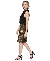 Karl Lagerfeld Paris Women's Mixed-Media Sheath Dress