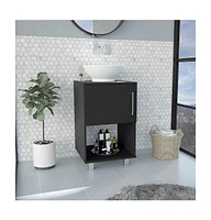 Depot E-Shop Pittsburgh Single Bathroom Vanity, One Open Shelf, Single Door Cabinet, Black