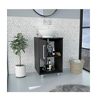 Depot E-Shop Pittsburgh Single Bathroom Vanity, One Open Shelf, Single Door Cabinet, Black