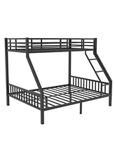 Streamdale Furniture Twin Xl Over Queen Metal Bunk Bed with Ladder and Slats Support for Adults Teens, Black