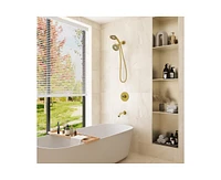 3-Function Dual Shower Head and Handheld with Bathtub Spout Rough in-valve