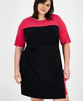 Connected Plus Elbow-Sleeve Sheath Dress