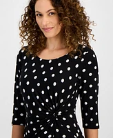 Connected Petite Twisted Polka-Dot Dress