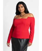 Eloquii Plus Size Square Neck Off The Shoulder Top