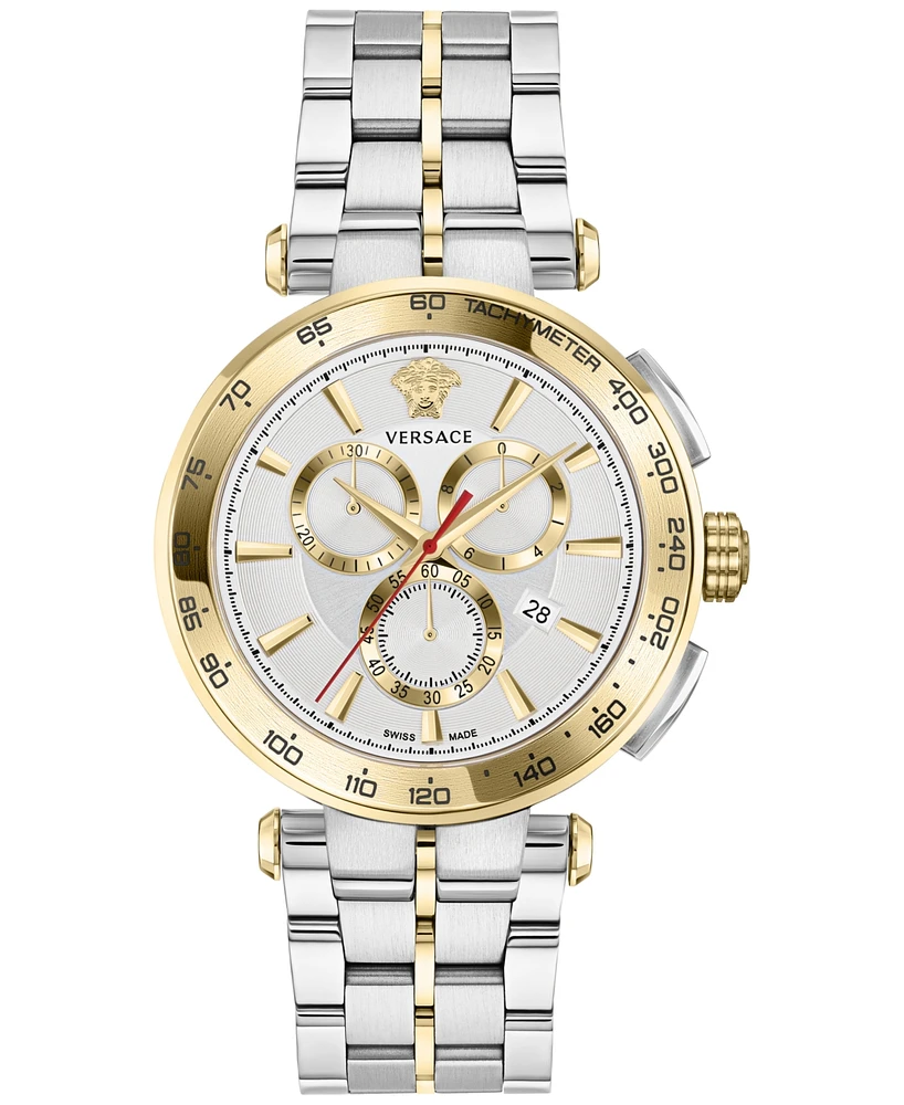 Versace Men's Swiss Chronograph Aion Two-Tone Stainless Steel Bracelet Watch 45mm