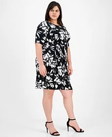 Connected Plus Knotted Elbow-Sleeve Dress