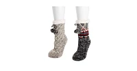 Muk Luks Women's 2 Pack Pom Tall Cabin Sock