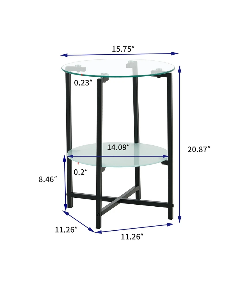 Slickblue 2-Piece Clear Tempered Glass End Table Set for Modern Living Room Decor
