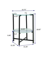 Slickblue 2-Piece Clear Tempered Glass End Table Set for Modern Living Room Decor