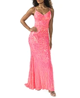 B Darlin Juniors' Sequined V-Neck Sleeveless Gown