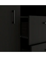 Depot E-Shop Milano Double Door Cabinet Dresser, Two Drawers, Four Interior Shelves, Rod, Black