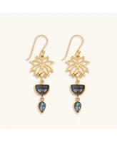 Karma and Luck Subtle Movement - Gold Lotus Labradorite Earrings