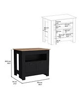 Floyd Kitchen Island 35" H, whit 2 doors, 3 shelves