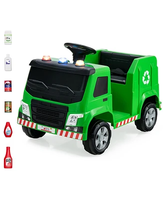 Costway 12V Recycling Garbage Truck Electric Ride On Toy Remote w/Recycling Accessories