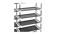 Slickblue 7-Tier Portable Shoe Rack with Fabric Cover for Organized Storage and Closet Organization