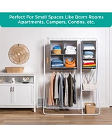 Florida Brands Hanging Closet Organizer with 4 Shelves and Black Metal Rod