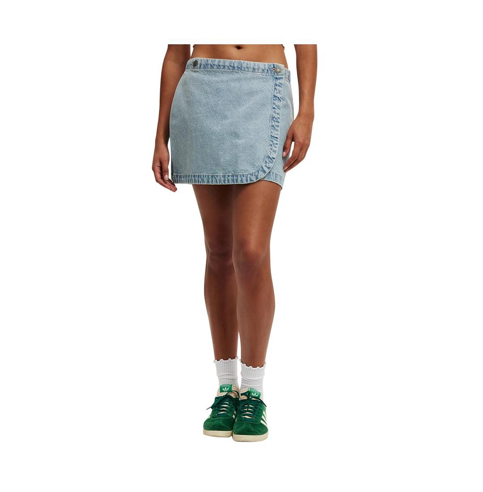 Cotton On Women's Wrapped Denim Mini Skirt