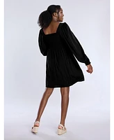 Motherhood Maternity Smocked Babydoll Long Sleeve Mini Dress