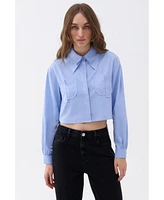 Nocturne Women's Double Collar Cotton Button-Up Shirt